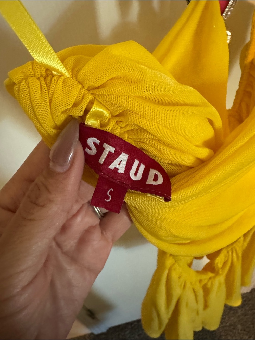 STAUD Bright Yellow Spaghetti Strap Dress - Picture 4 of 4